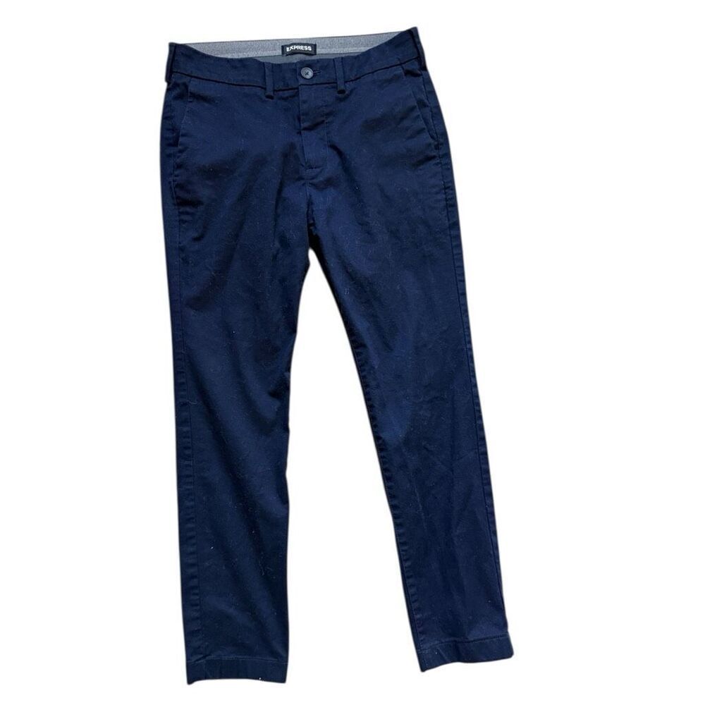 Mens Express Navy Blue Flat Front Super Skinny Dress Pants - Sz 28 x 28